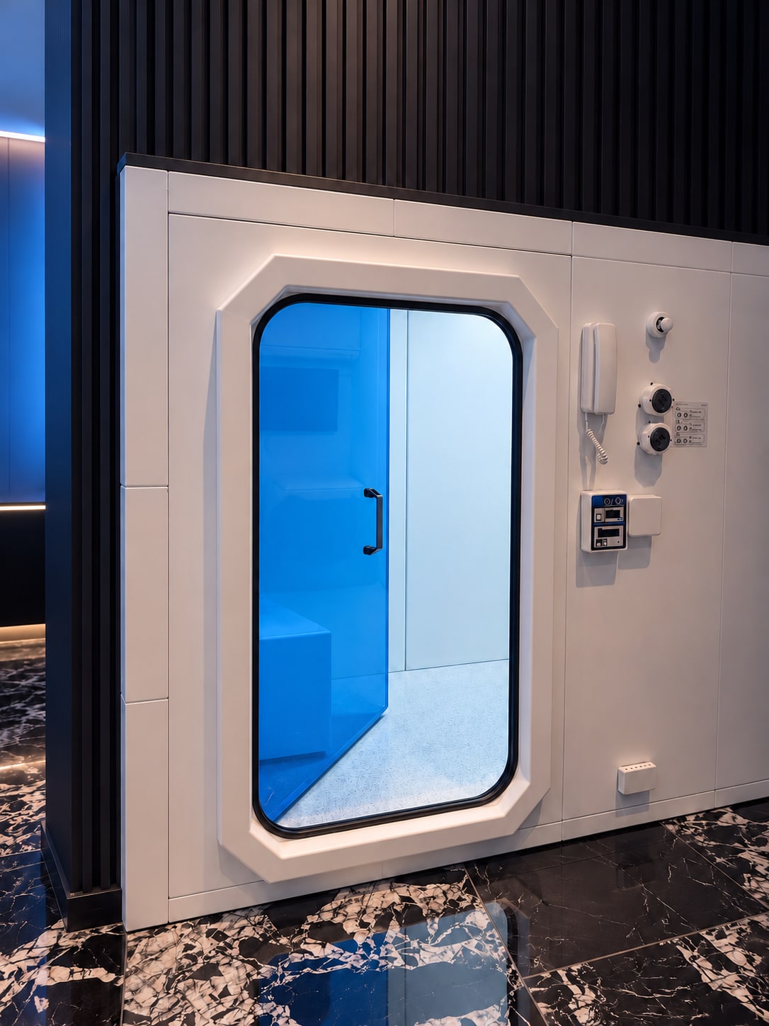 Doorway and exterior controls of the working demo chamber